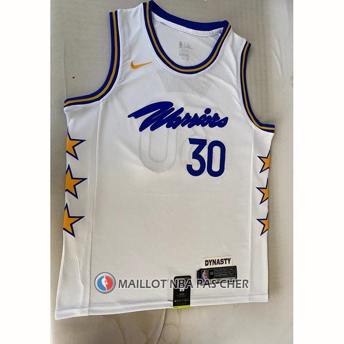 Maillot Golden State Warriors Stephen Curry NO 30 Champs Whitestars 2022-23 Blanc